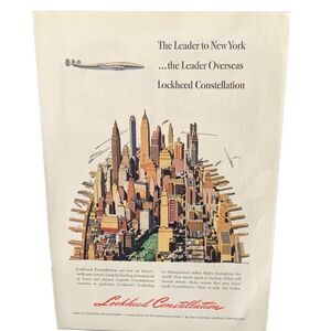 Vintage 1947 Lockheed Constellation Leader To New York Ad Advertisment